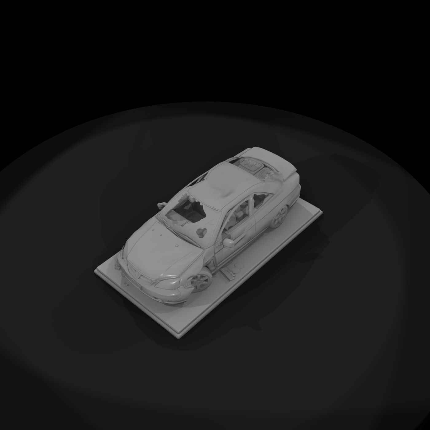Side-Impact Wrecked Coupe on Base