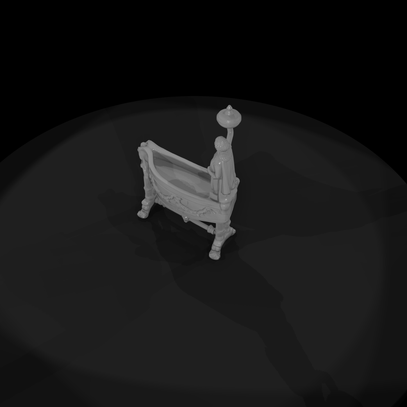 Neoclassical Ornate Infant Cradle — Crib