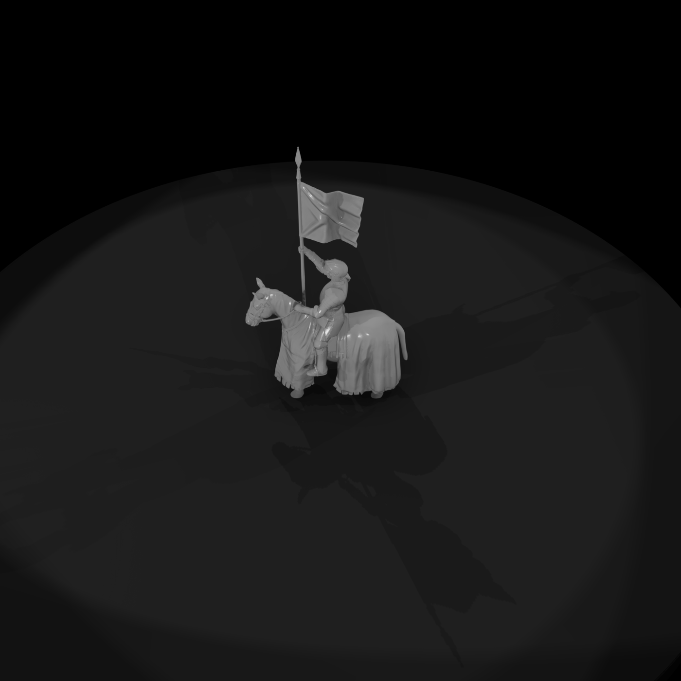 Medieval Mounted Knight in Full Plate Armor