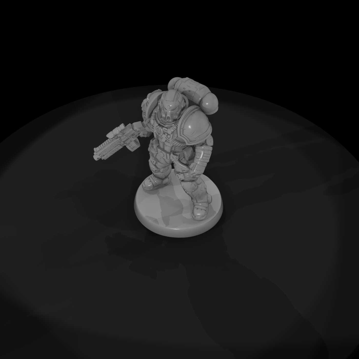 Power-Armored Space Soldier with Rifle