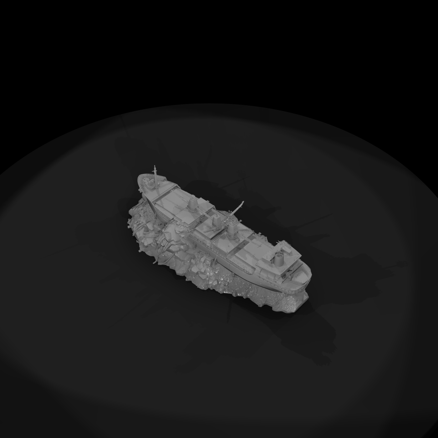 Stylized Beached Cargo Ship ( Compatible)