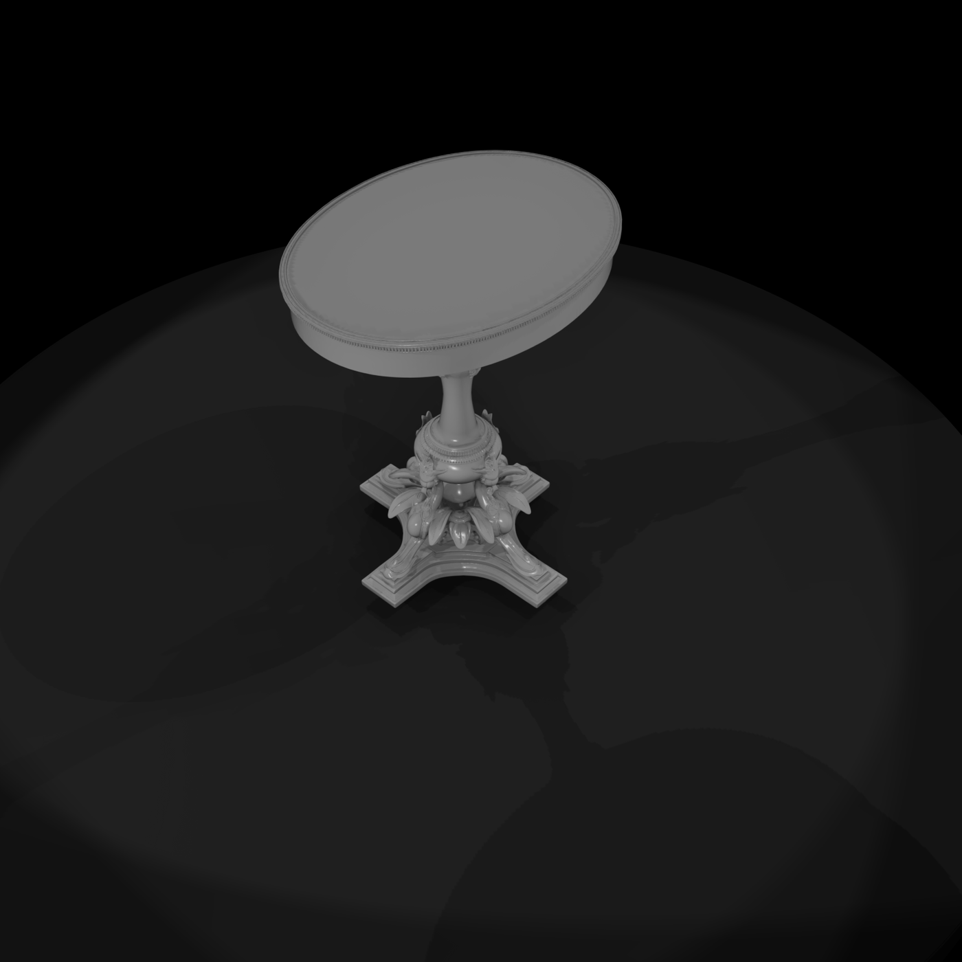 Baroque-Style Round Pedestal Side Table