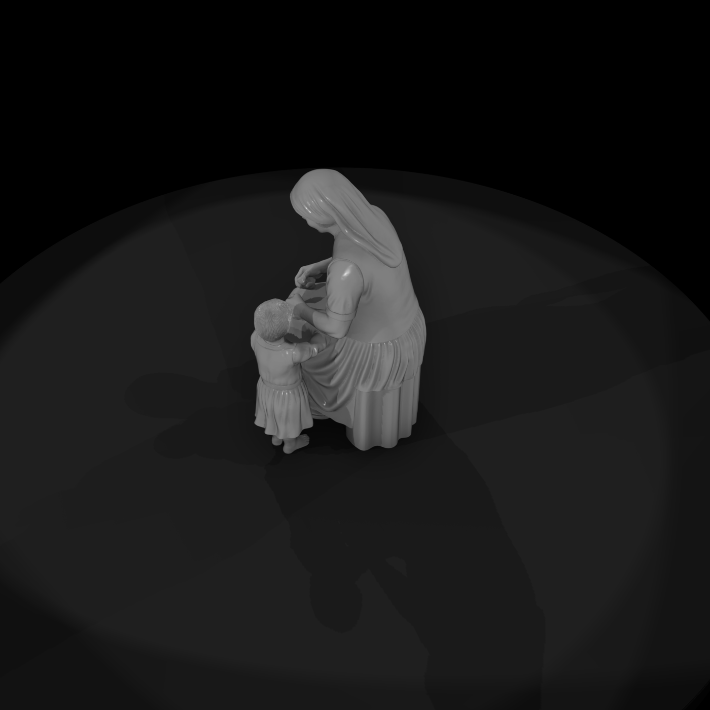 Peasant Mother Sewing with Child