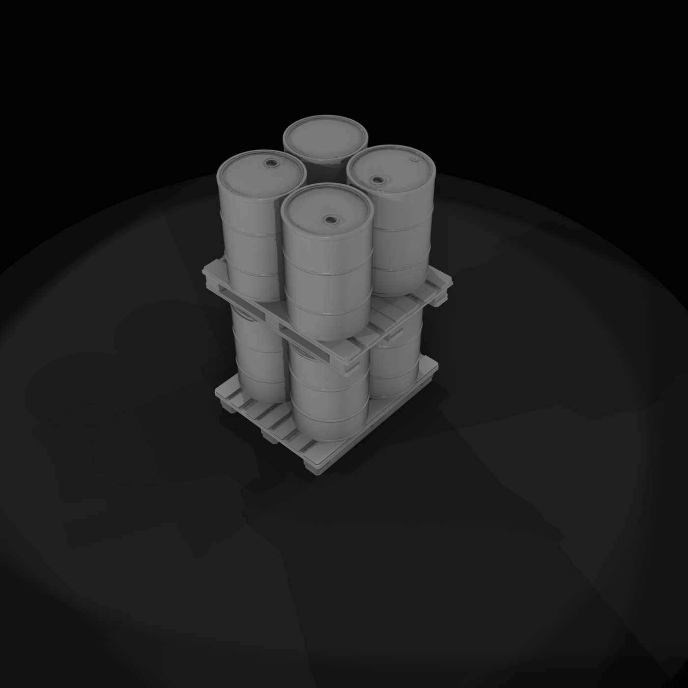 Stacked Industrial Barrels on Pallets