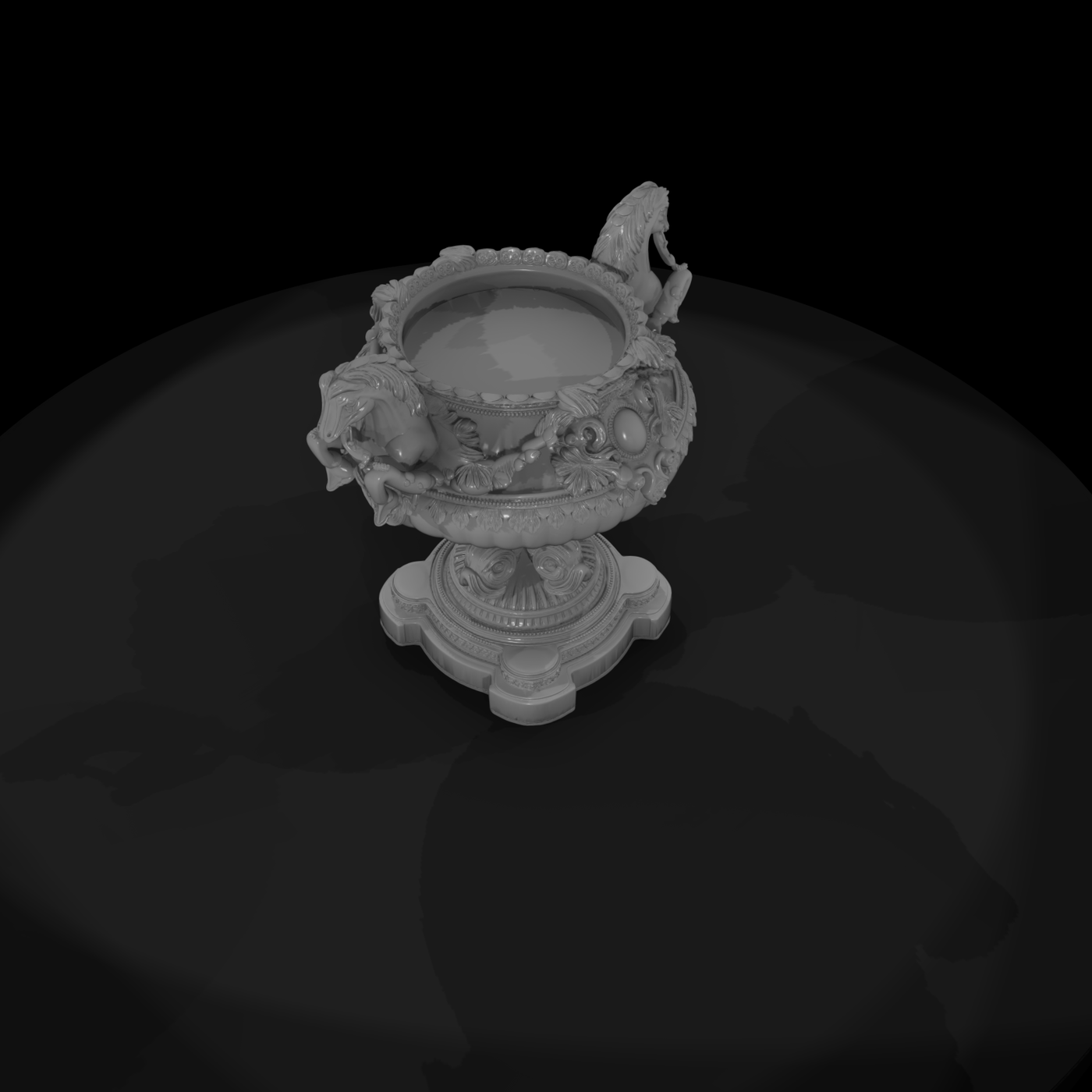 Baroque Horse-Handled Urn — Ornate Centerpiece