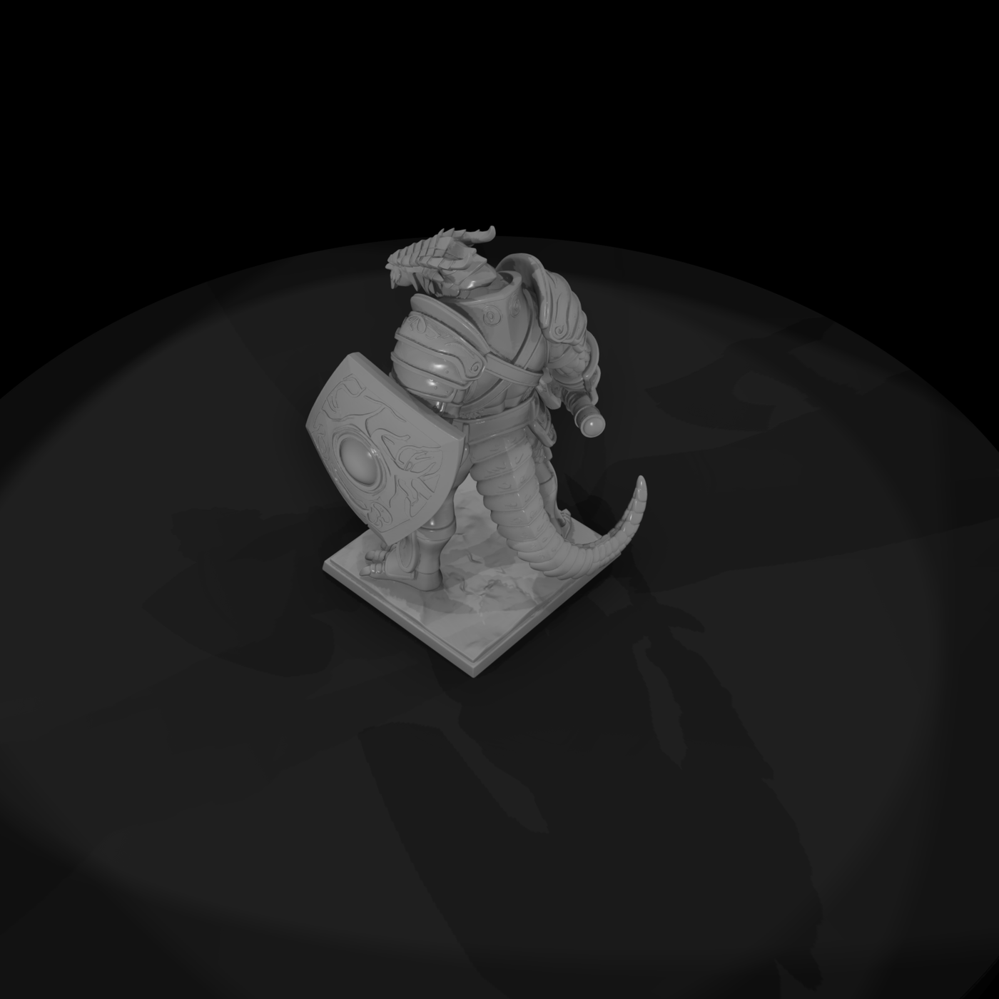 Stylized 3D Armored Dragonborn Warrior Miniature H