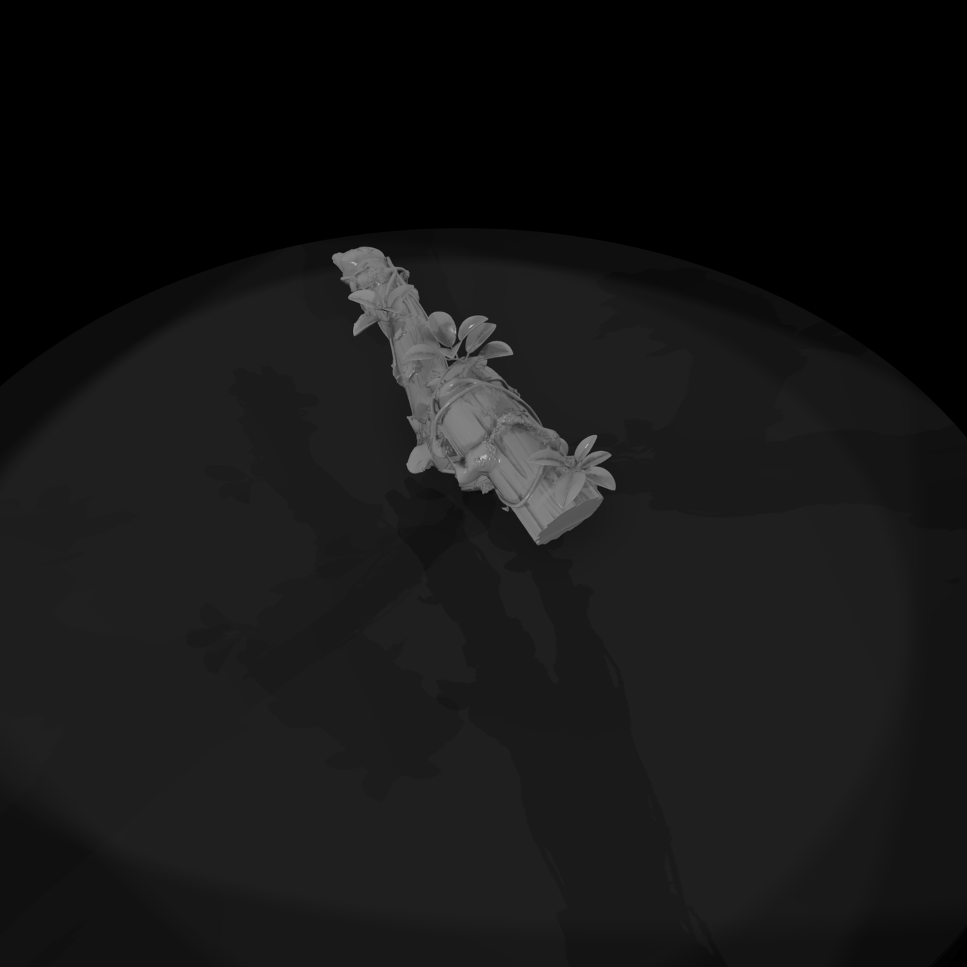 Stylized Overgrown Tree Branch with Vines
