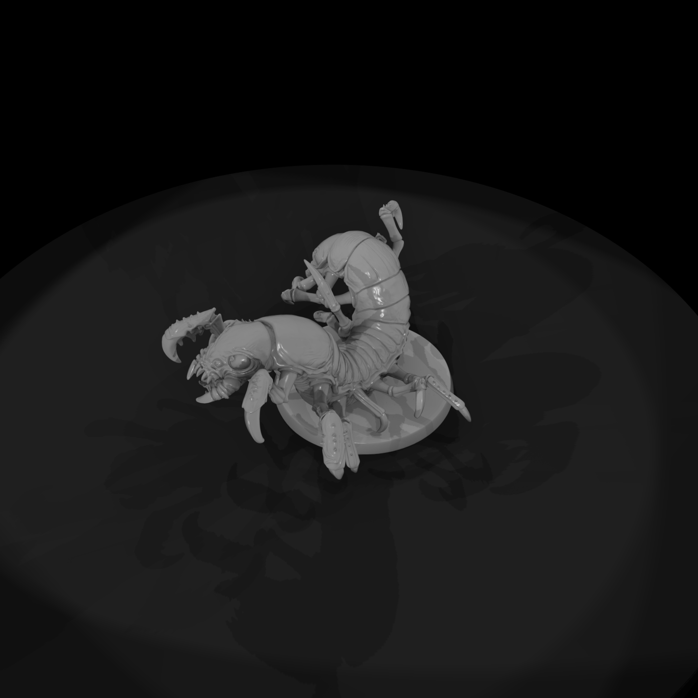 Stylized Two Headed Alien Centipede Miniature 3D M