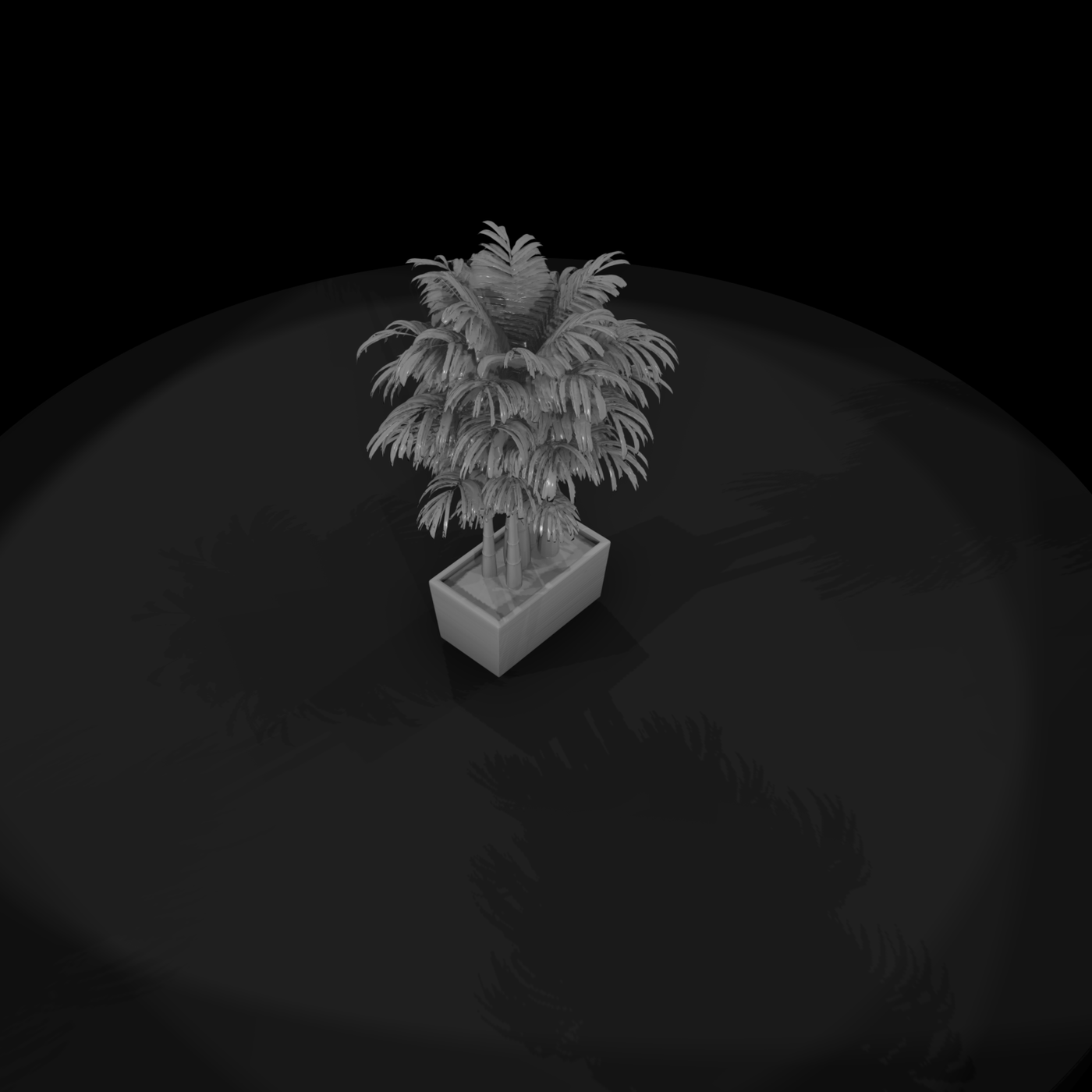 Stylized Monochrome Cluster Palm Planter 3D Model