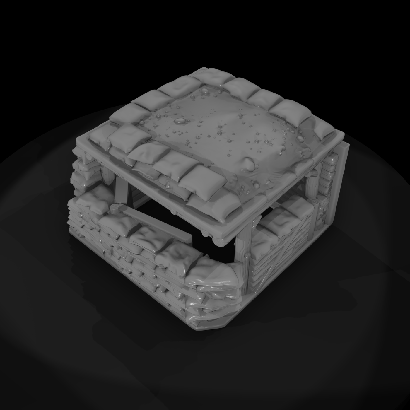 Sandbagged Fighting Position with Overhead Cover