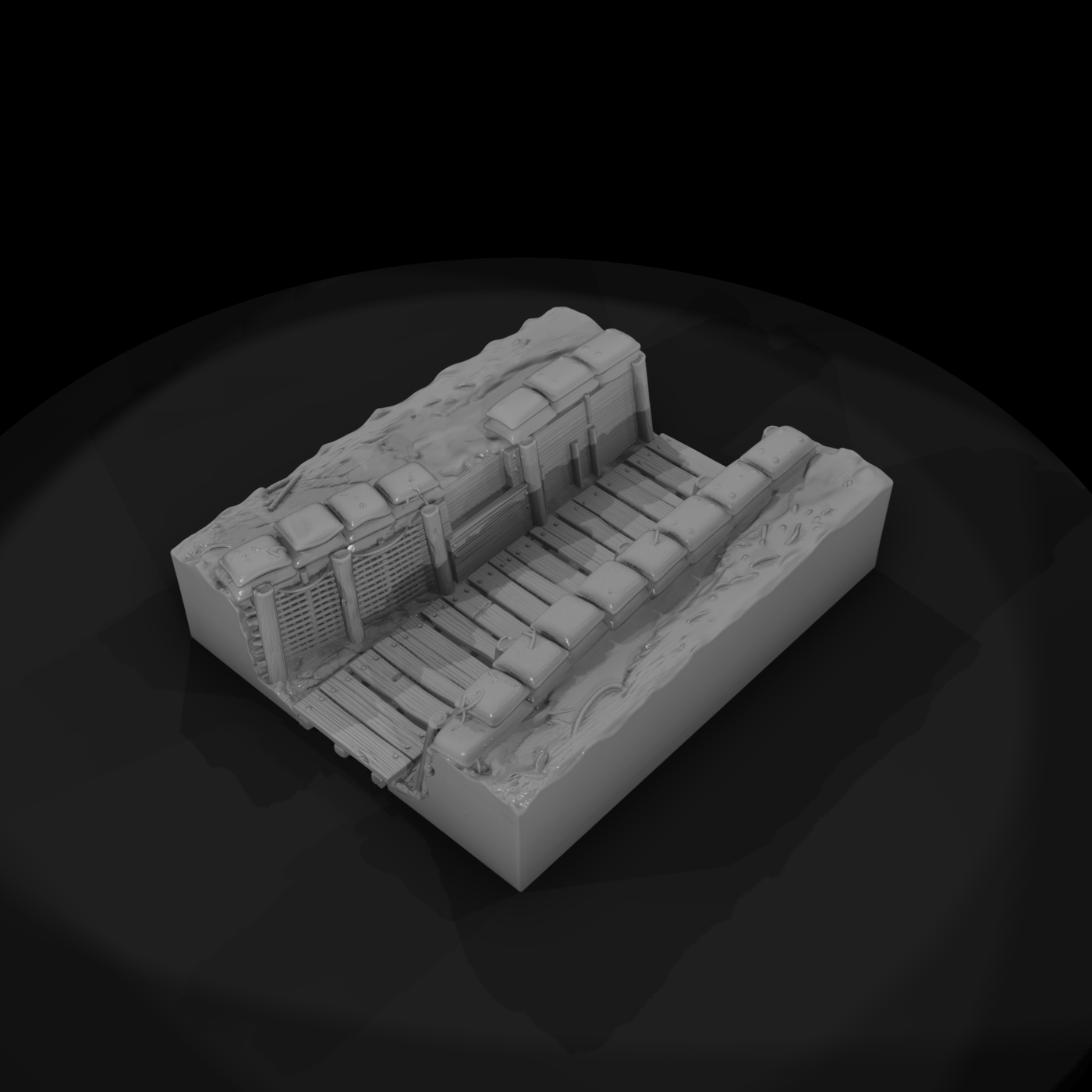 Straight Timber-Revetted Trench Section