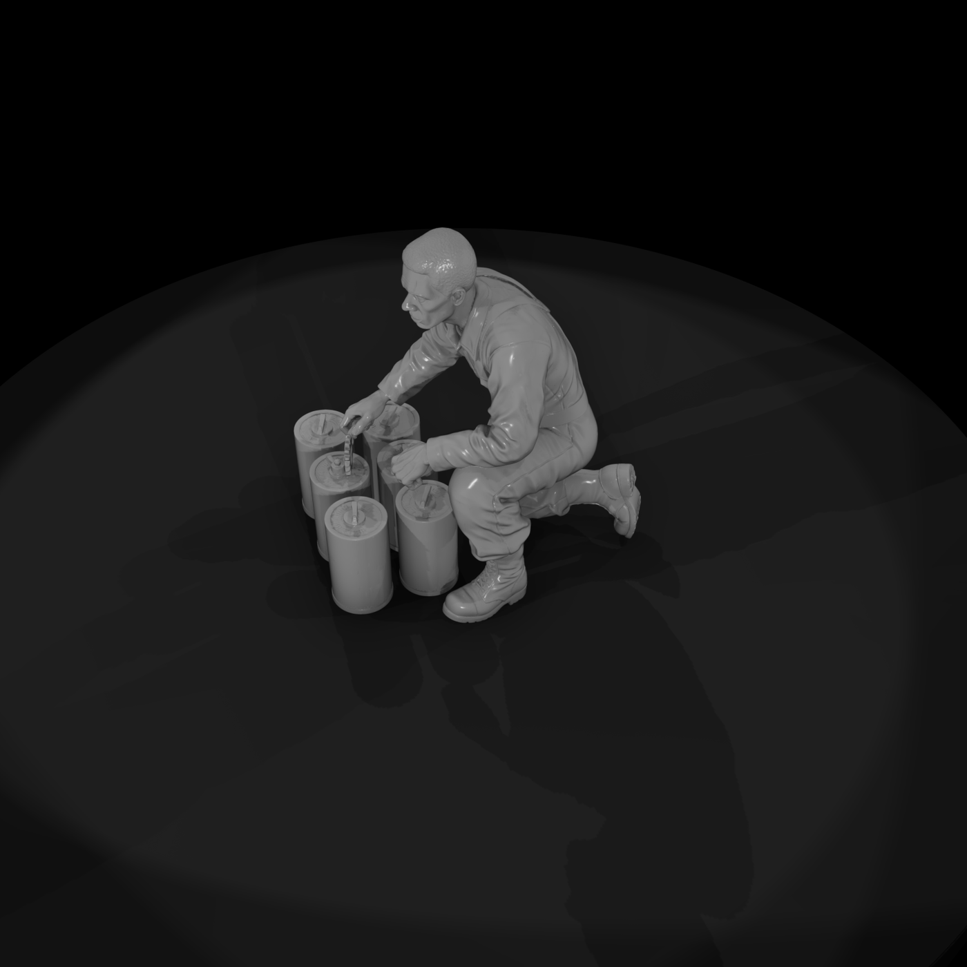 WWII GI Setting Demolition Charge