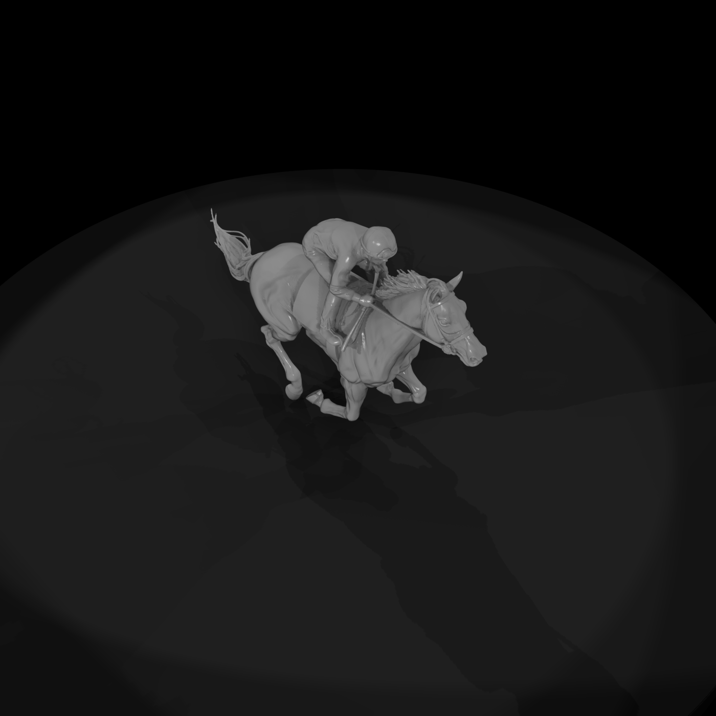 Galloping Racehorse with Jockey