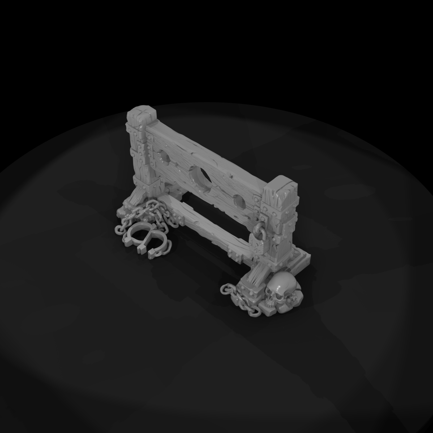 Medieval Wooden Pillory Stocks