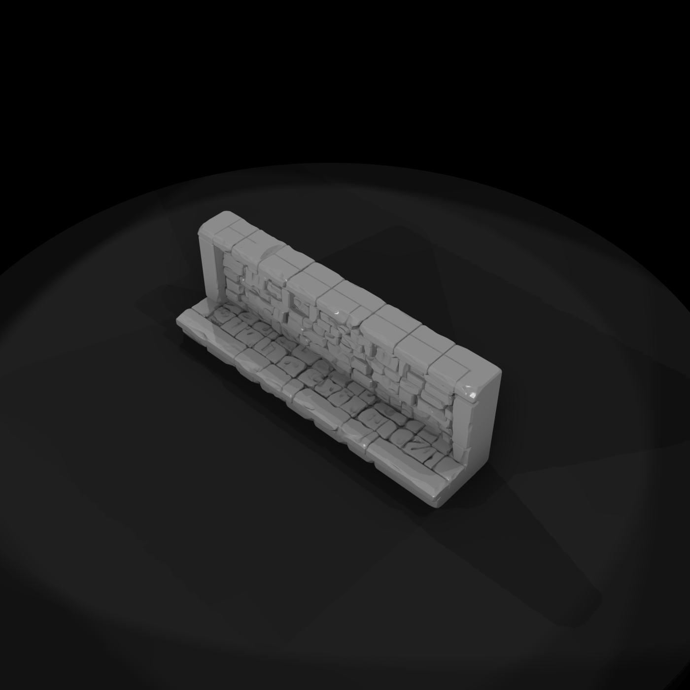 Low Poly Modular Stone Wall Terrain 3D Model 7C4Sv