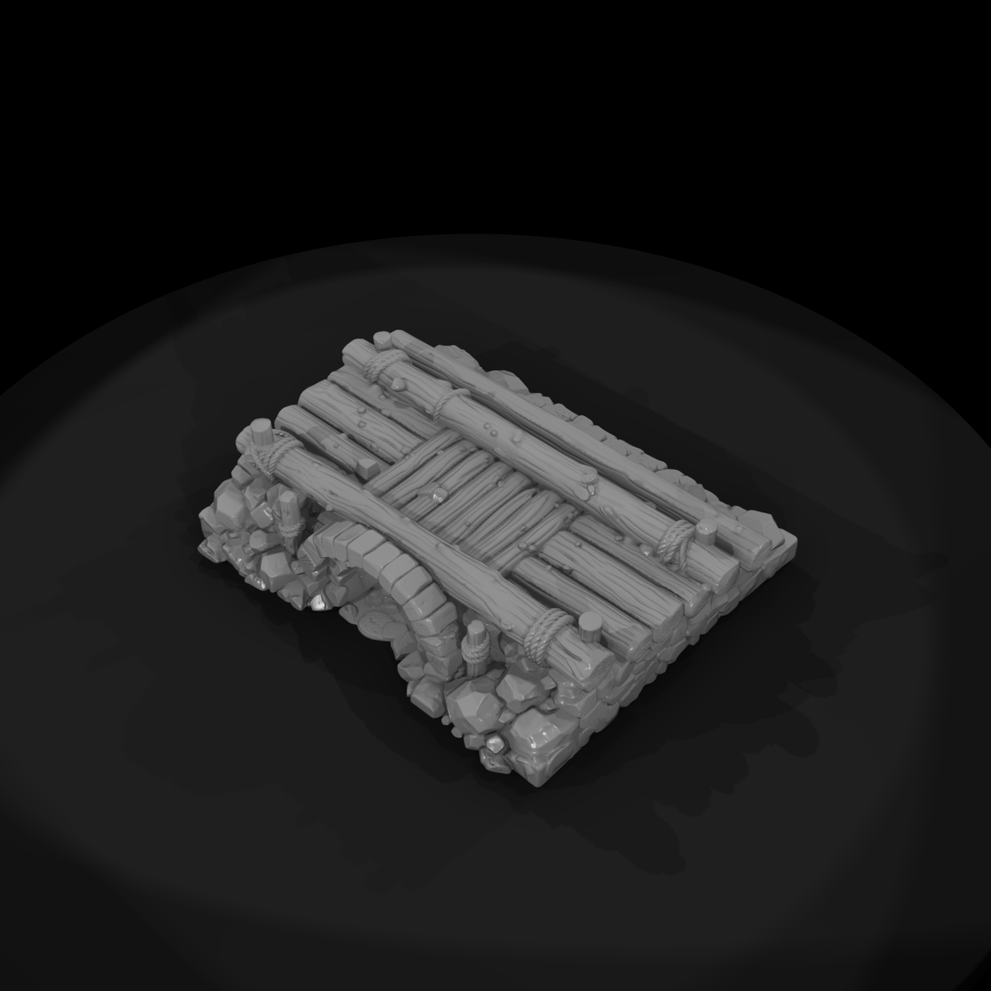 Rustic Log and Stone Culvert Bridge
