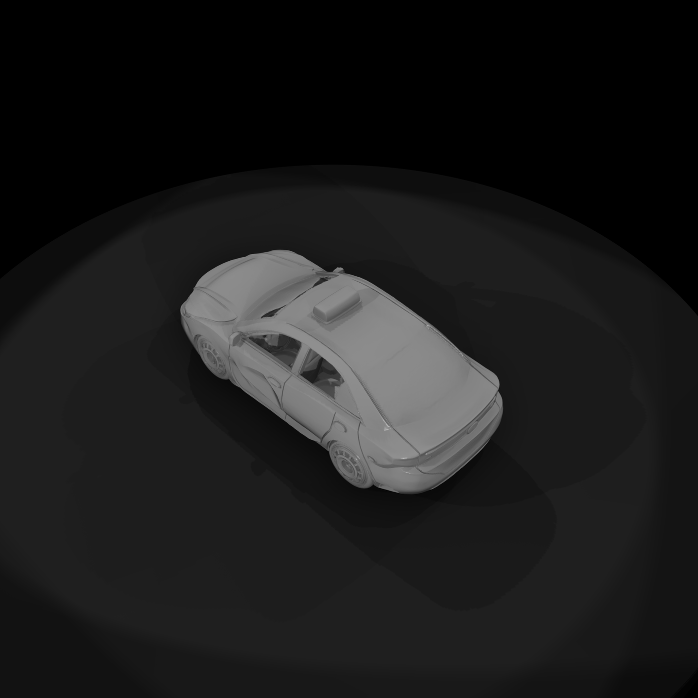 Untextured Damaged Taxi Sedan 3D Model 3Cod4Gjf