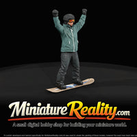 winter-skier-woman-on-snowboard-celebrating — thumbnail 8