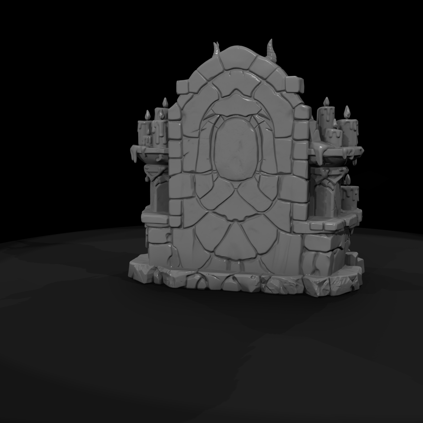 Skull-Crowned Ritual Candle Altar