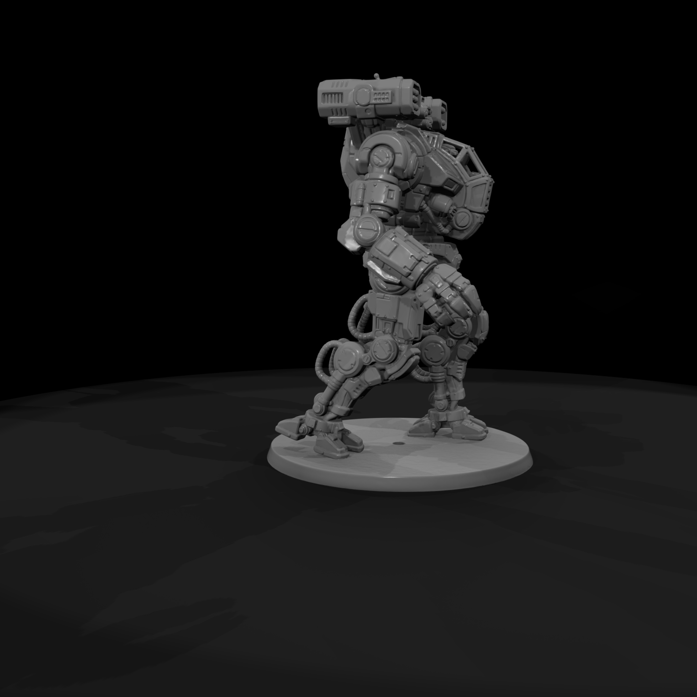 Piloted Battle Mech with Missile Pods