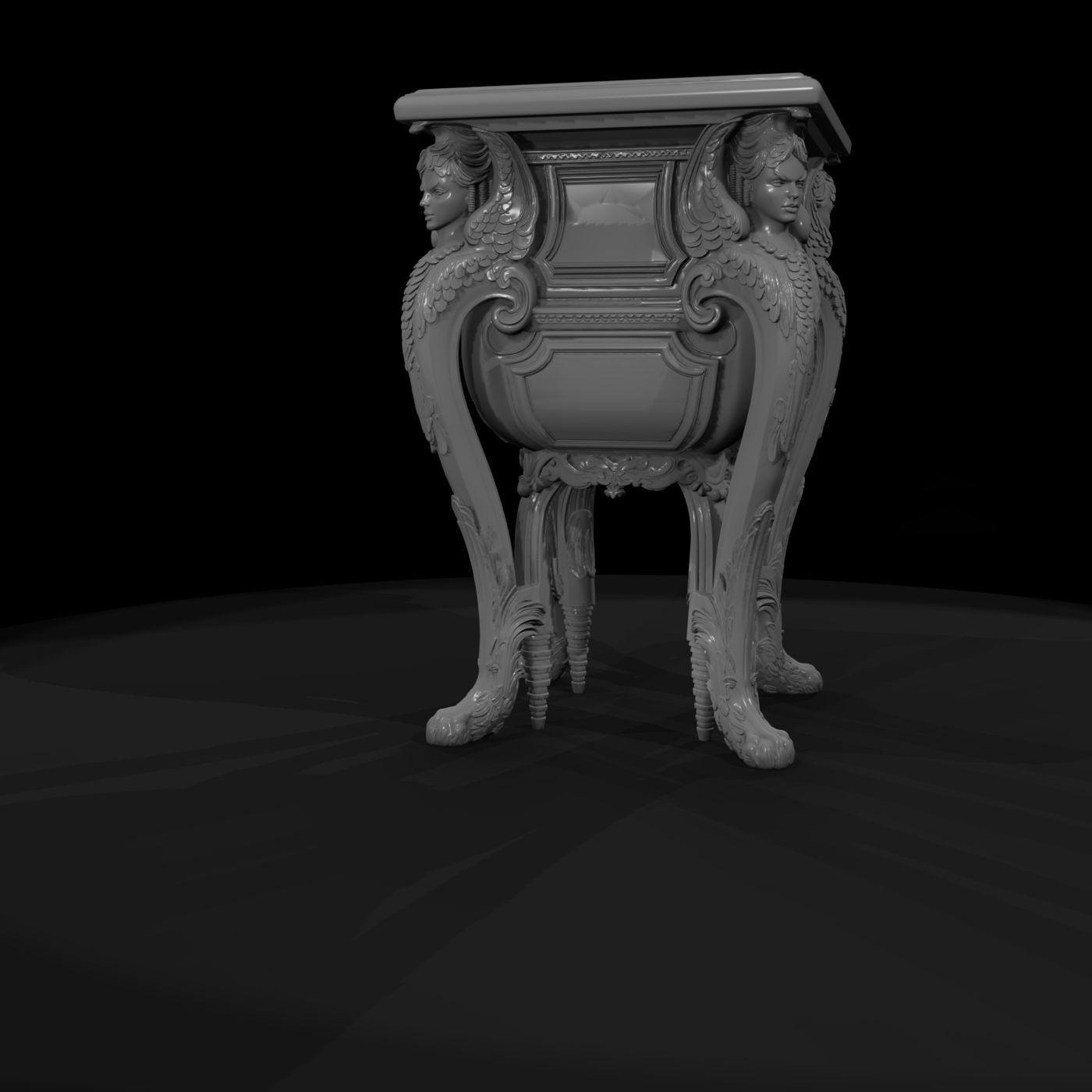 Rococo Winged-Bust Side Table