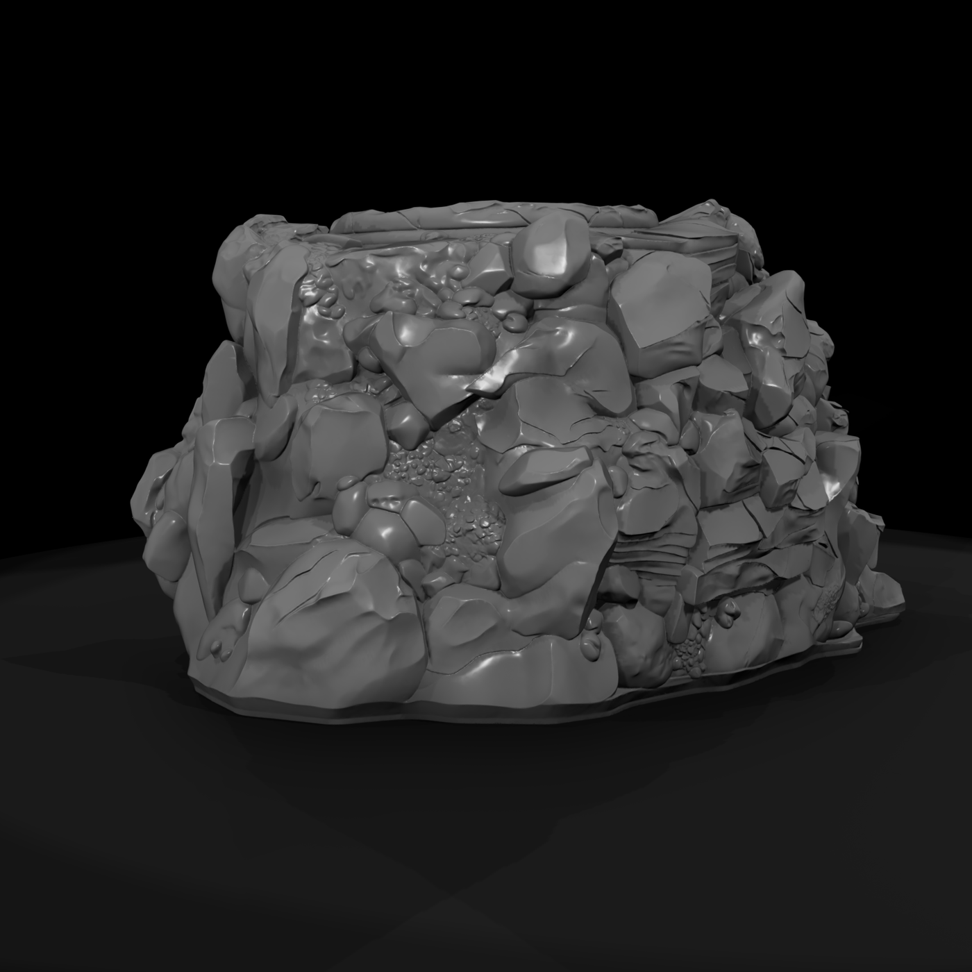 Stylized Ruined Stone Stair Platform — Terrain Prop