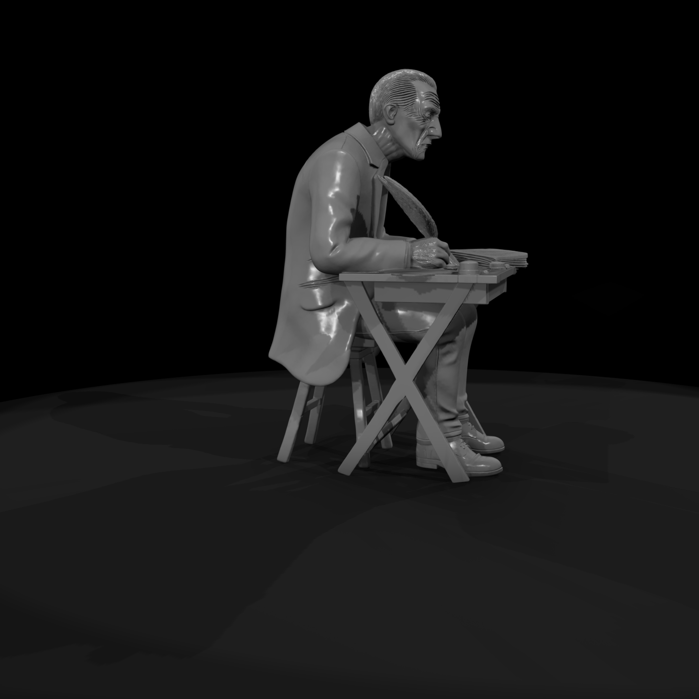 Elderly Scribe at Writing Desk