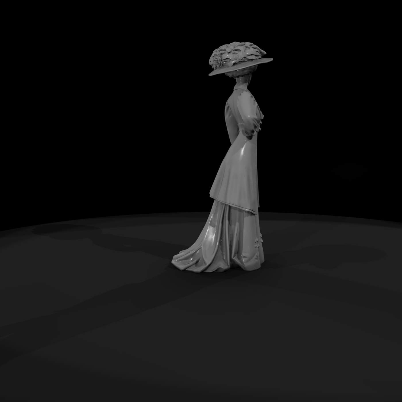 Edwardian Lady in Green Walking Dress