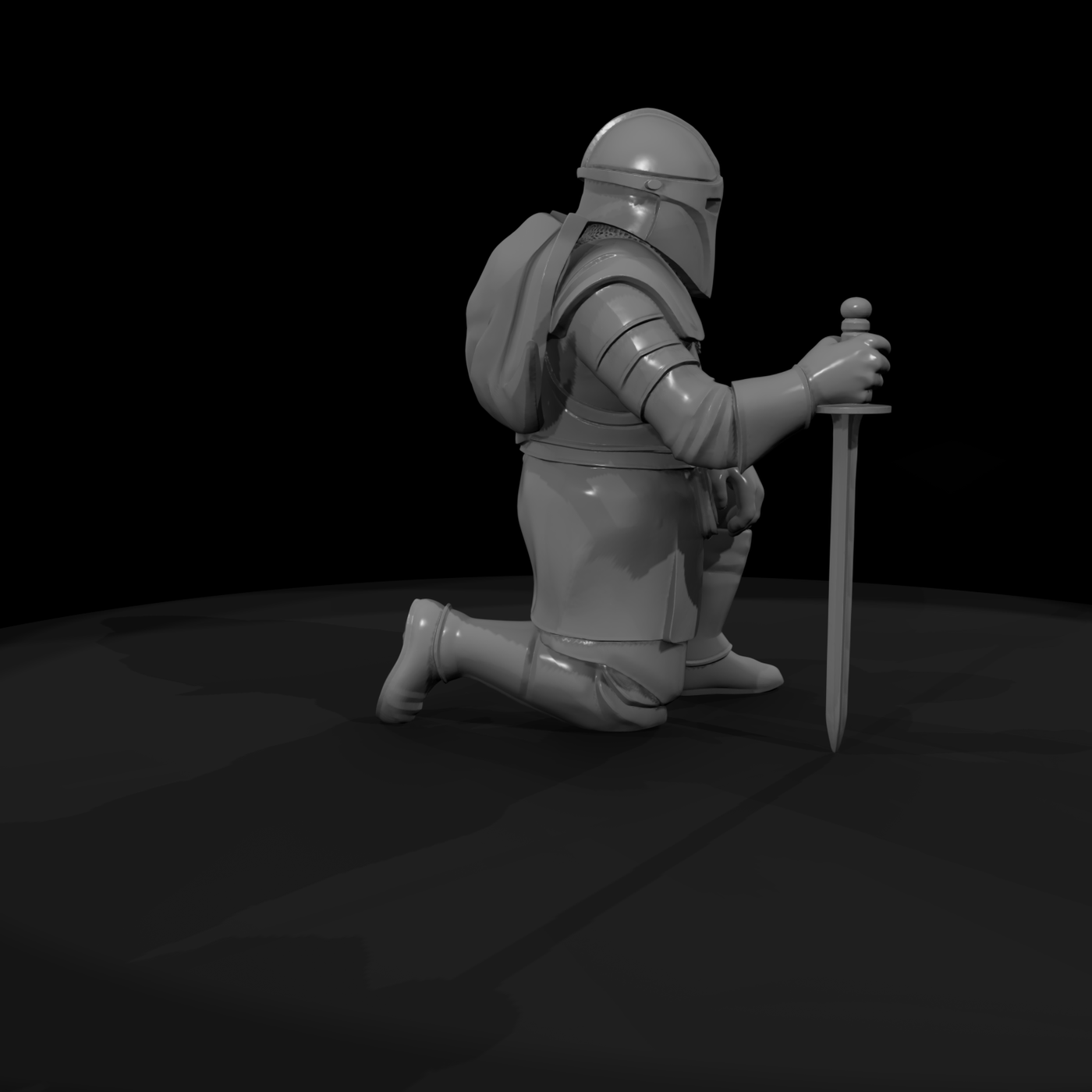 Stylized Seated Medieval Knight