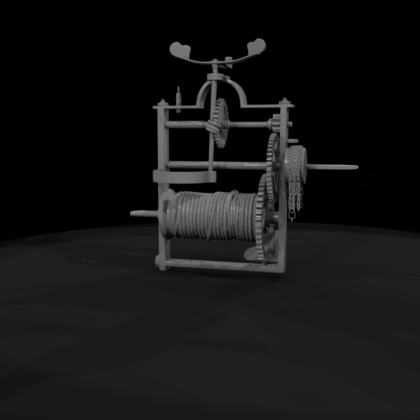 Steampunk industrial winch