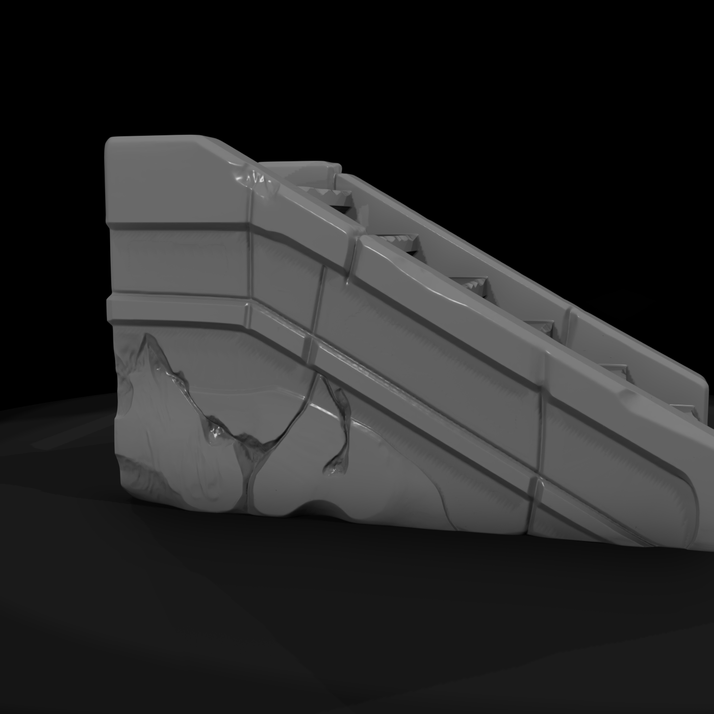 Stylized Ruined Stone Stairs 3D Model 0Kgxv6J1