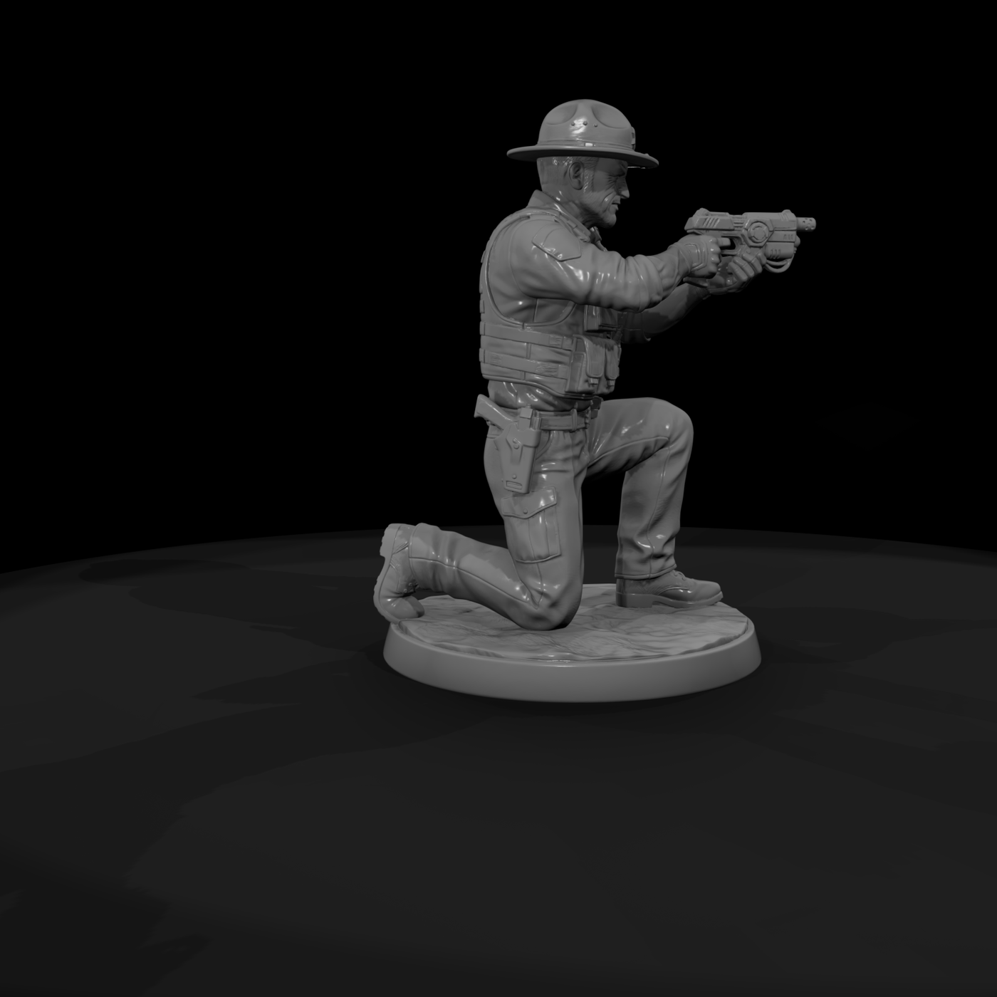 Frontier Lawman Kneeling with Energy Pistol