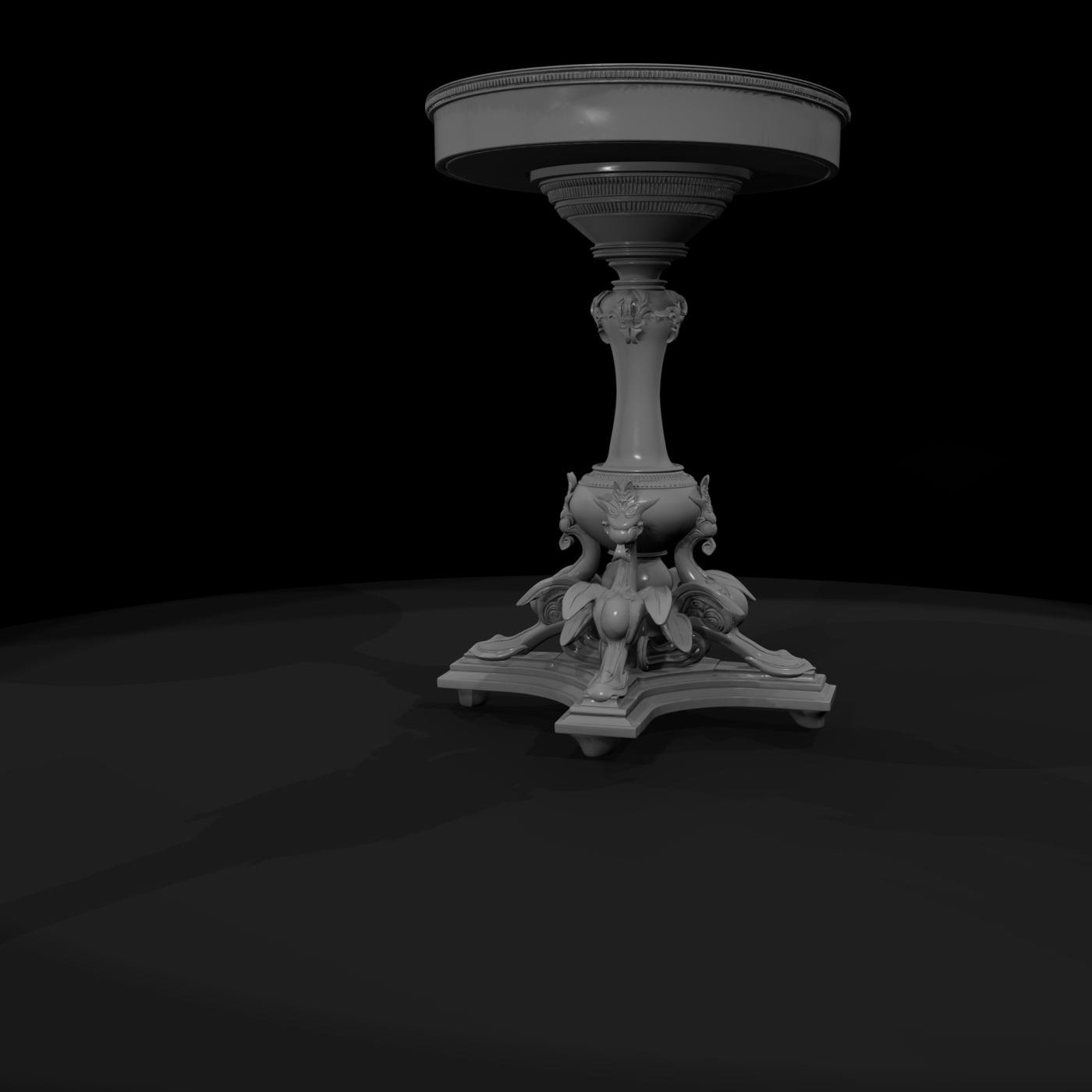 Baroque-Style Round Pedestal Side Table