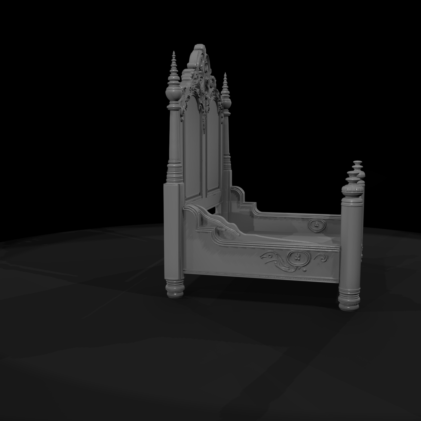 Victorian Rococo Four-Poster Bed Frame