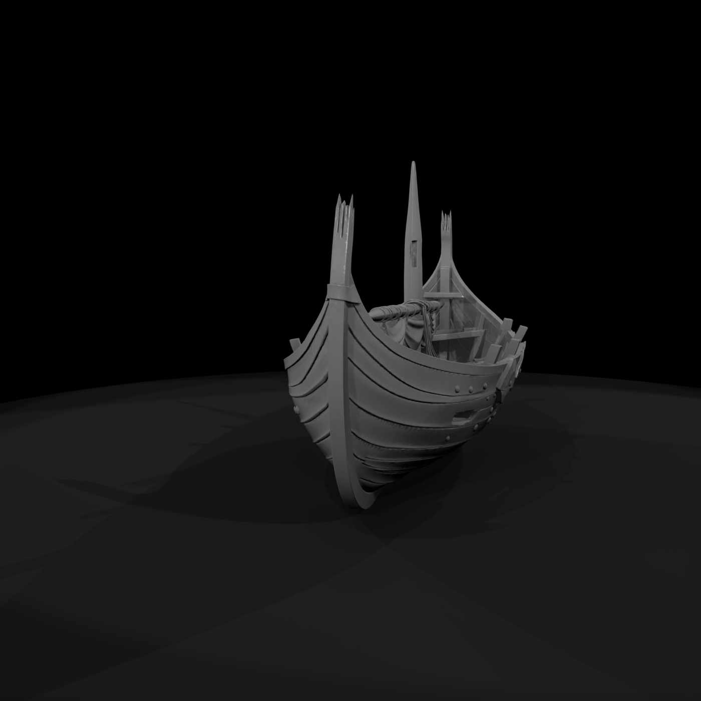 Viking longship hull centerpiece