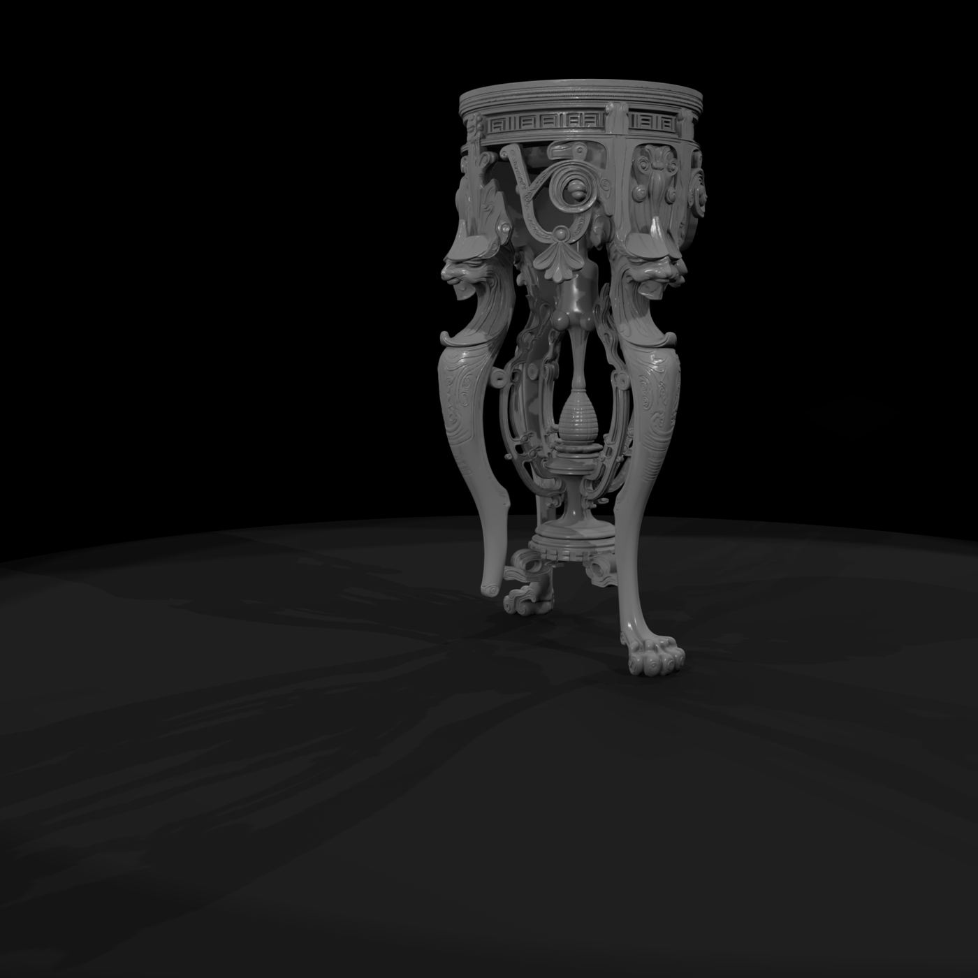 Baroque Gryphon Accent Table — Pedestal