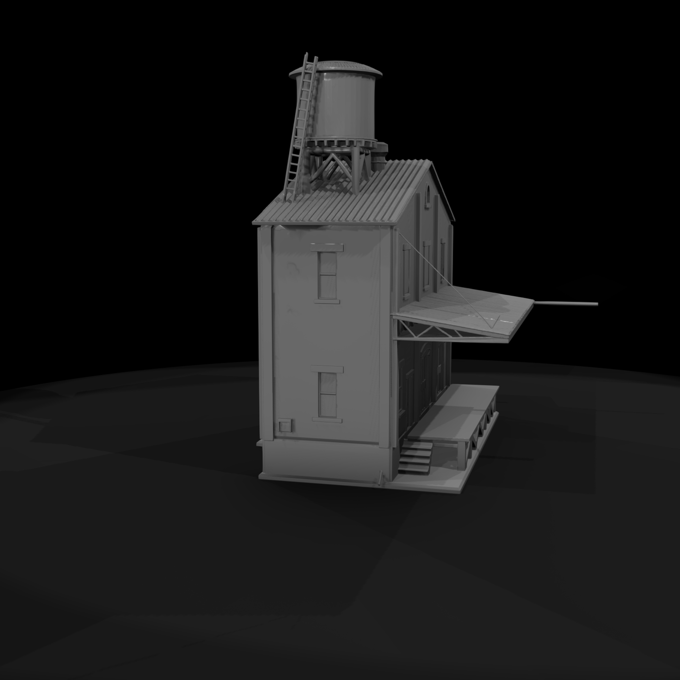 Vintage Industrial Warehouse with Water Tower