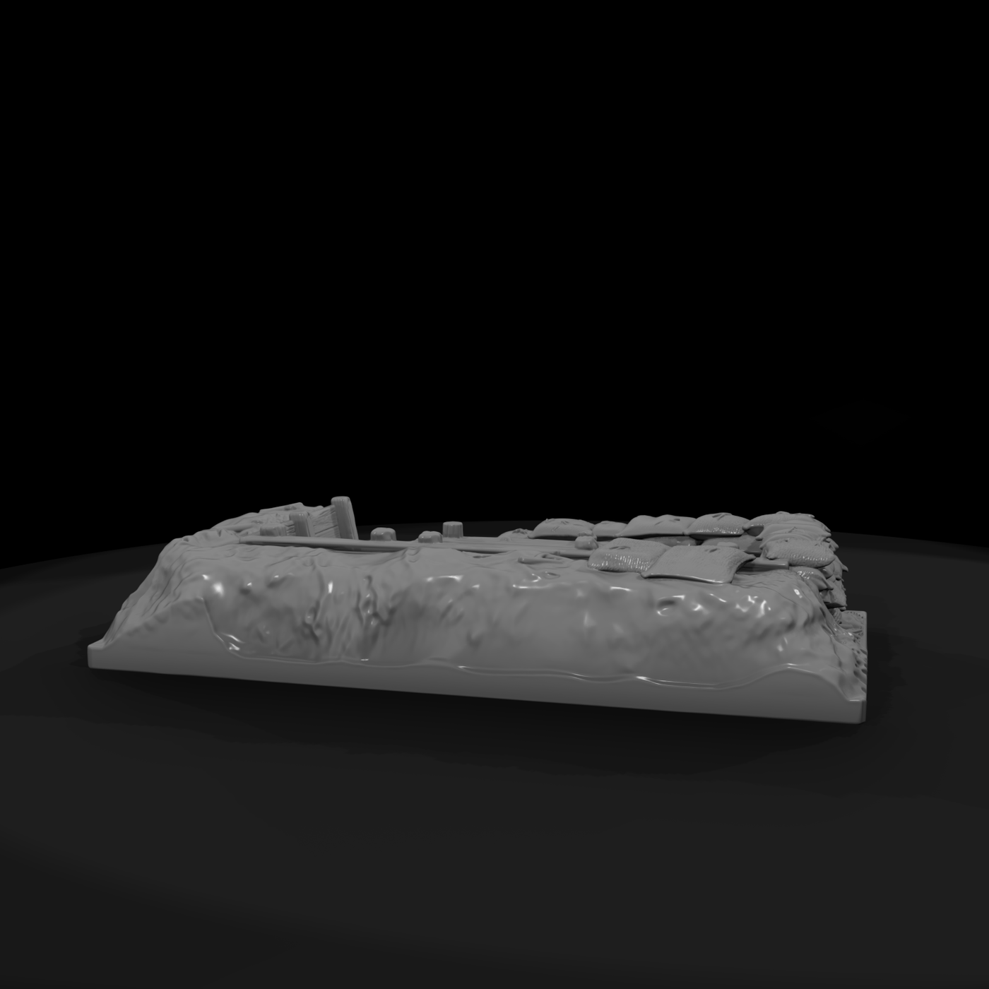 Fighting Trench Section with Sandbags