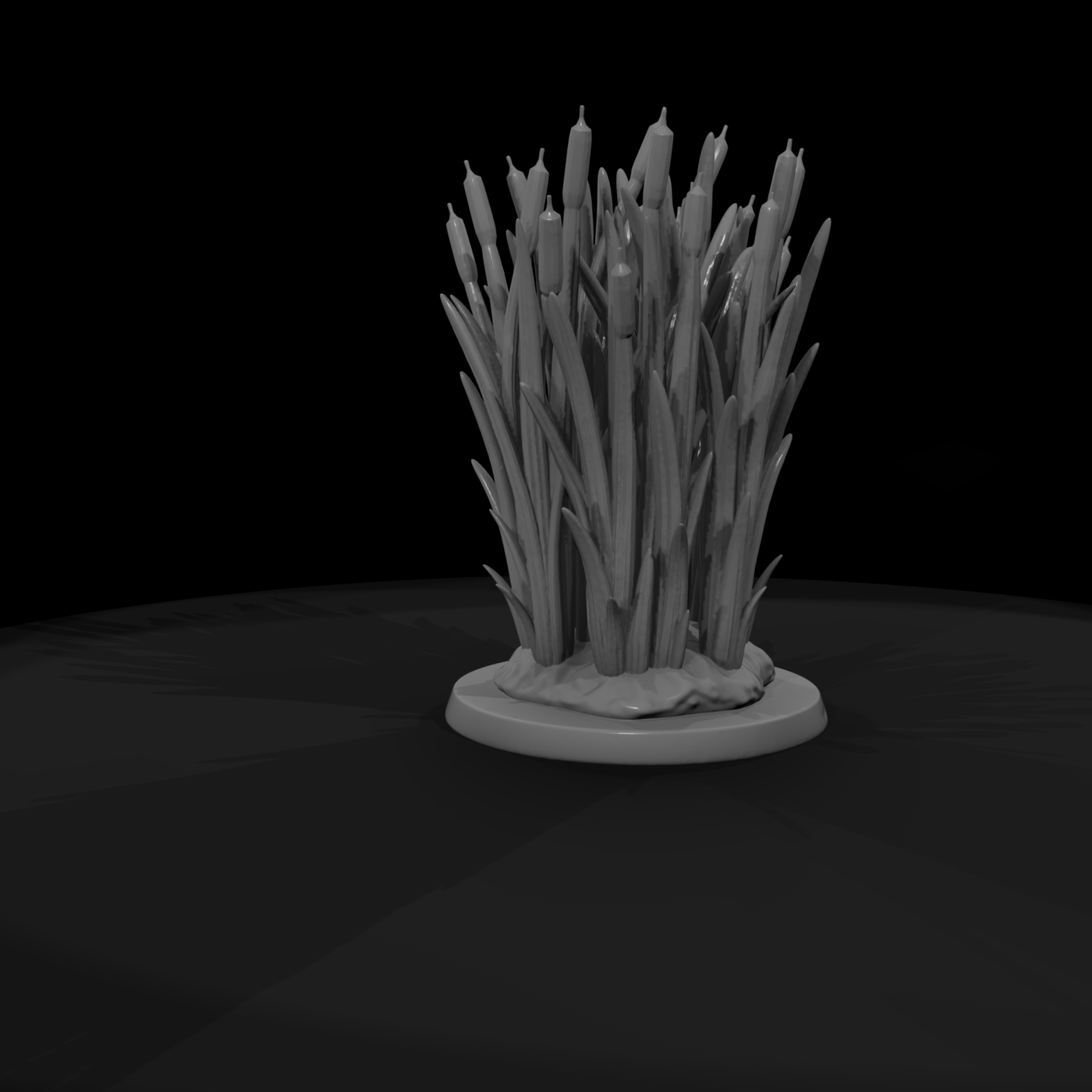 Stylized Low Poly Cattail Reed Cluster 3D Model Nc