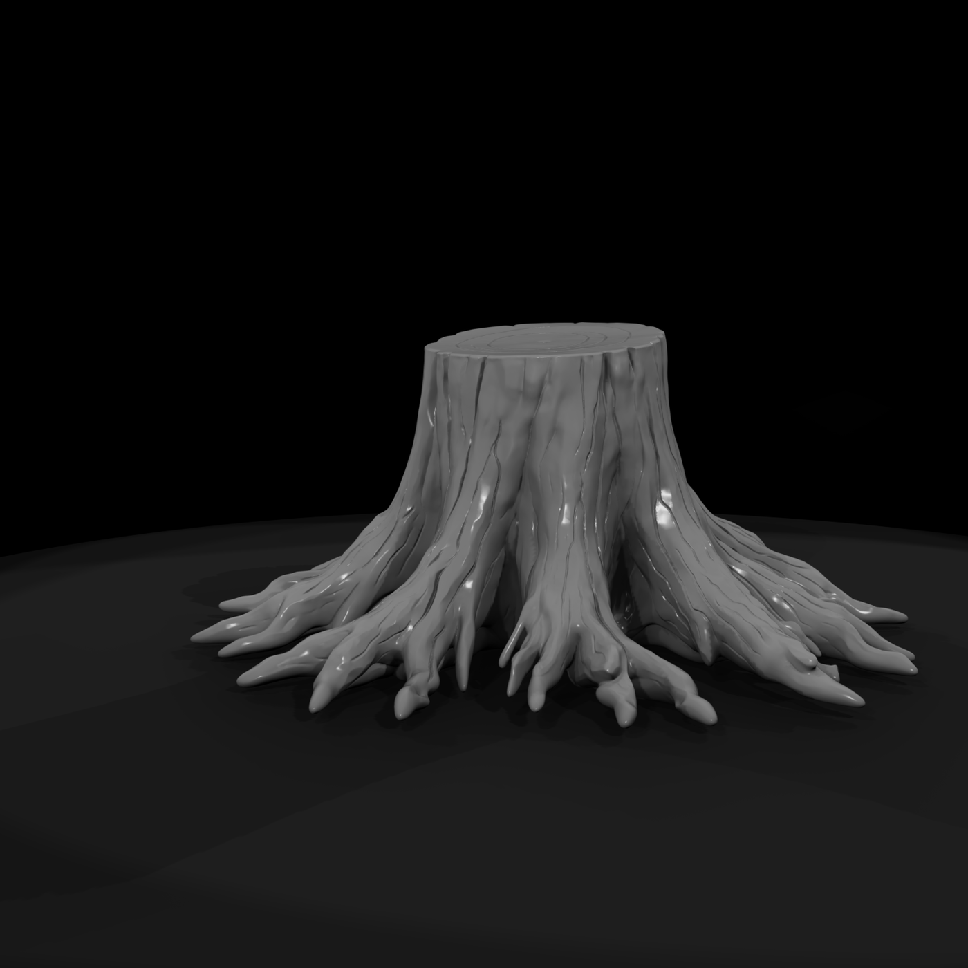 Tree Stump with Exposed Roots — & Railway Prop