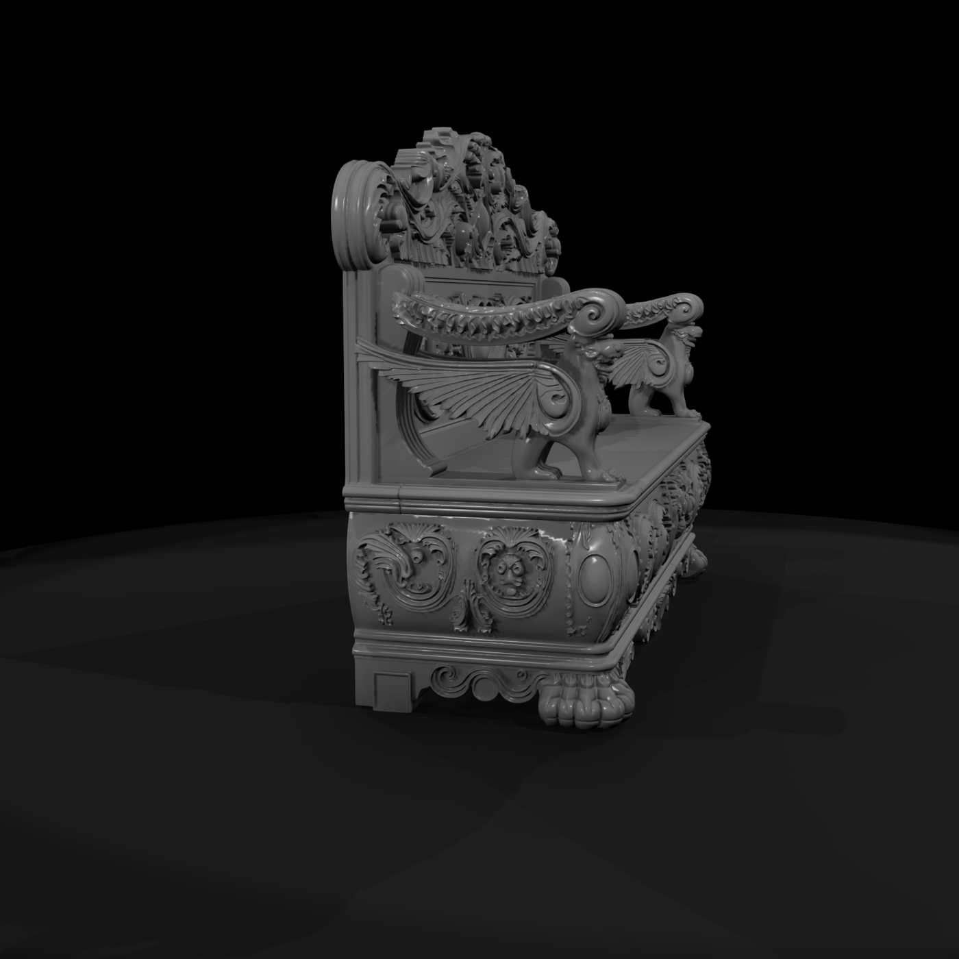 Baroque Carved Griffin Bench