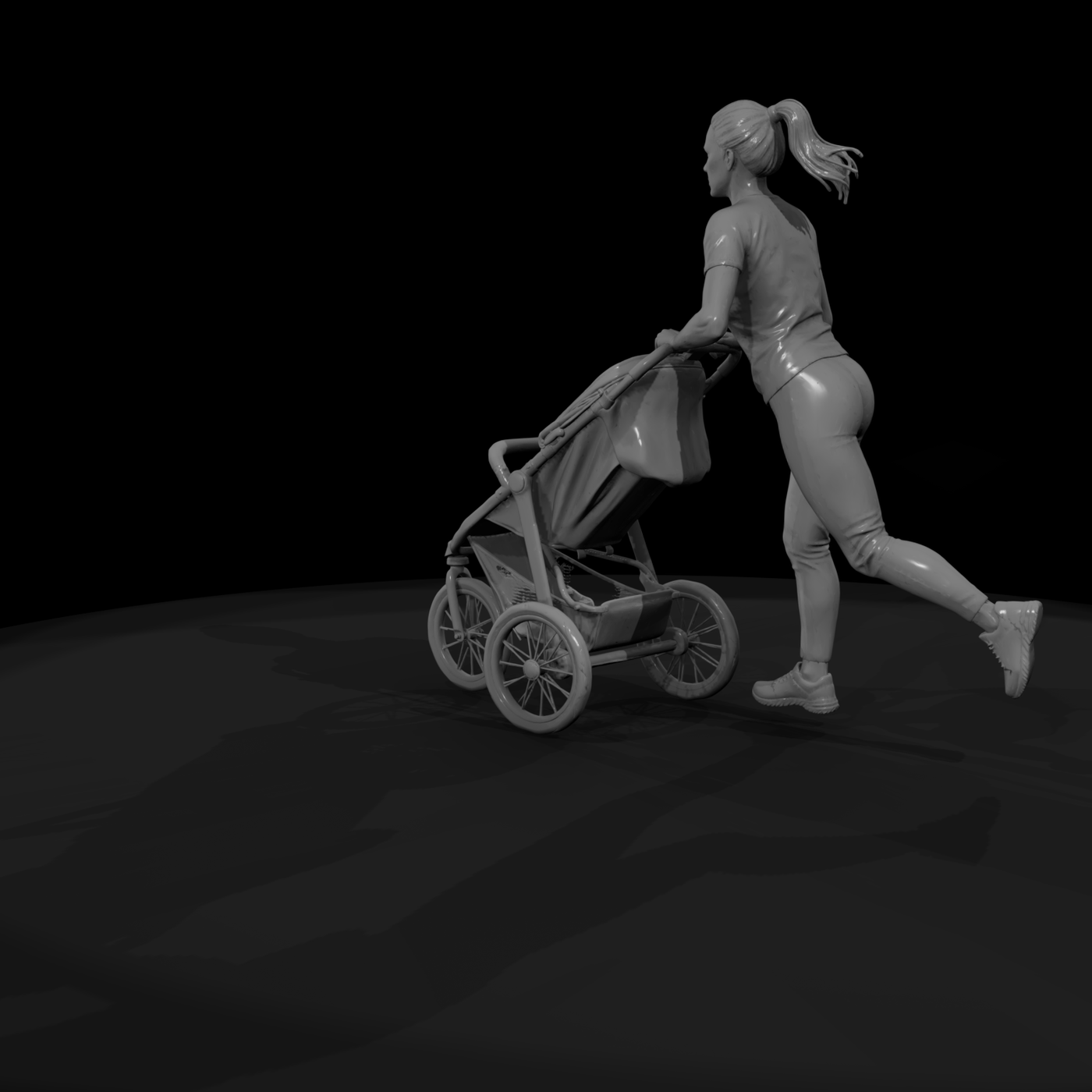 0047 Family Mom Pushing Stroller