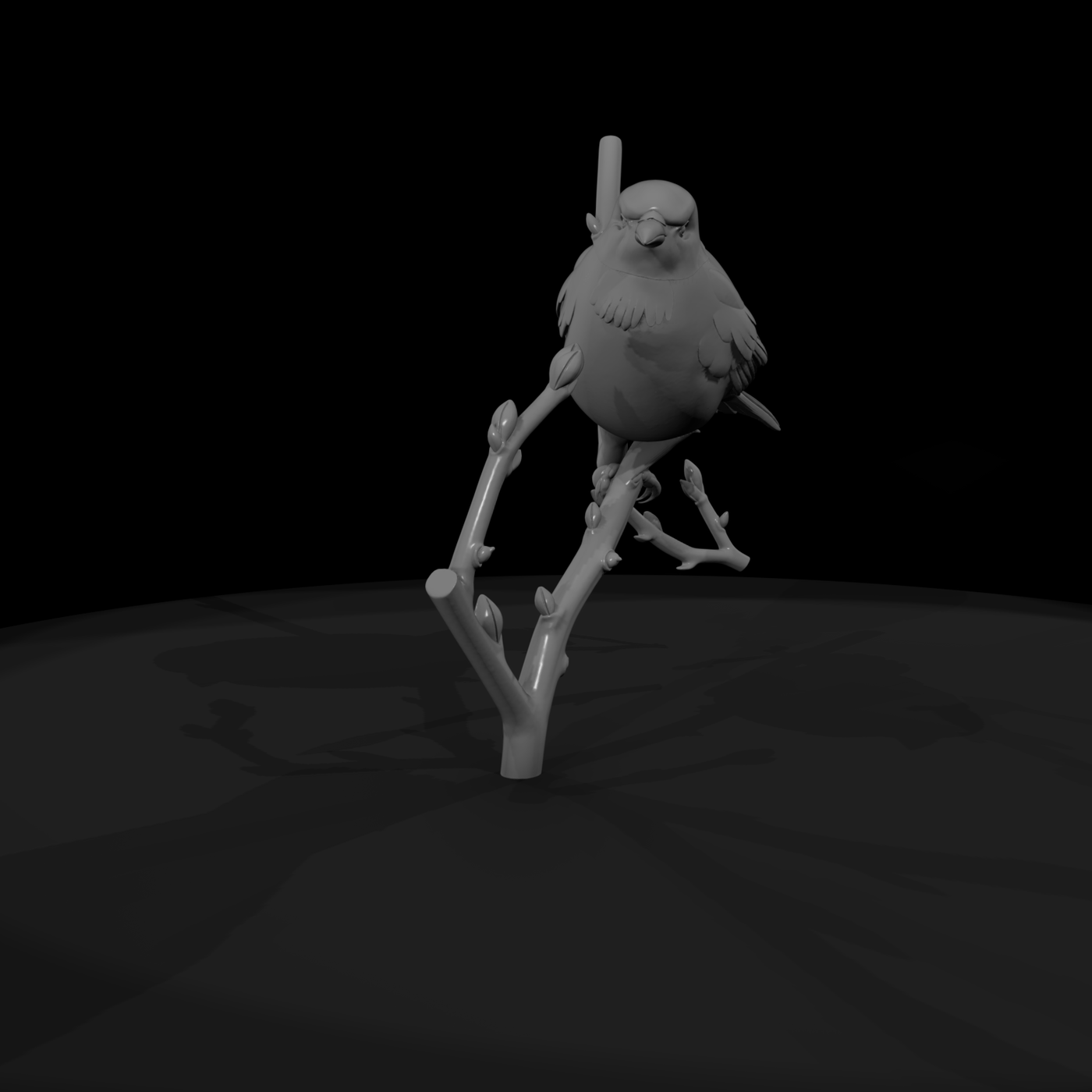 Perched Sparrow on Branch — Bird Sculpture