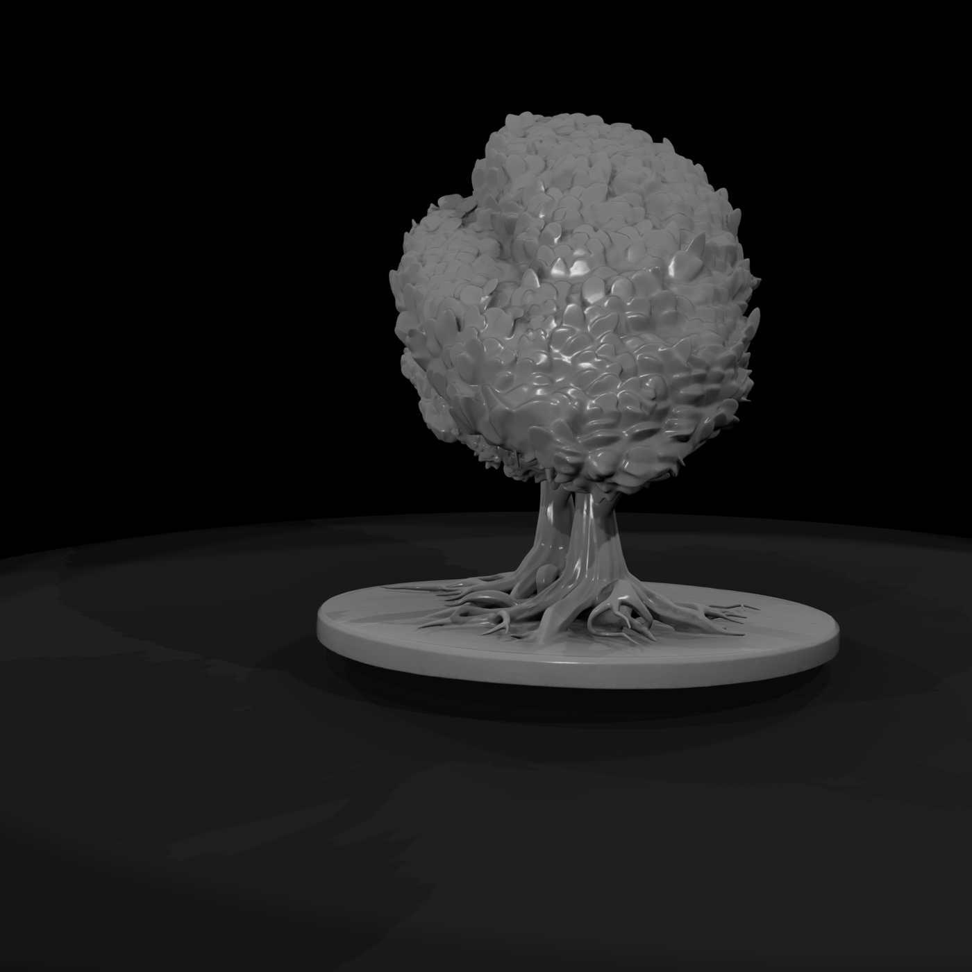 Stylized Twin Trees on Round Base