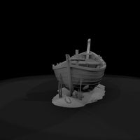 beached-wooden-rowboat-with-shore-diorama-base-ho-1-87-compatible-794833 — thumbnail 8