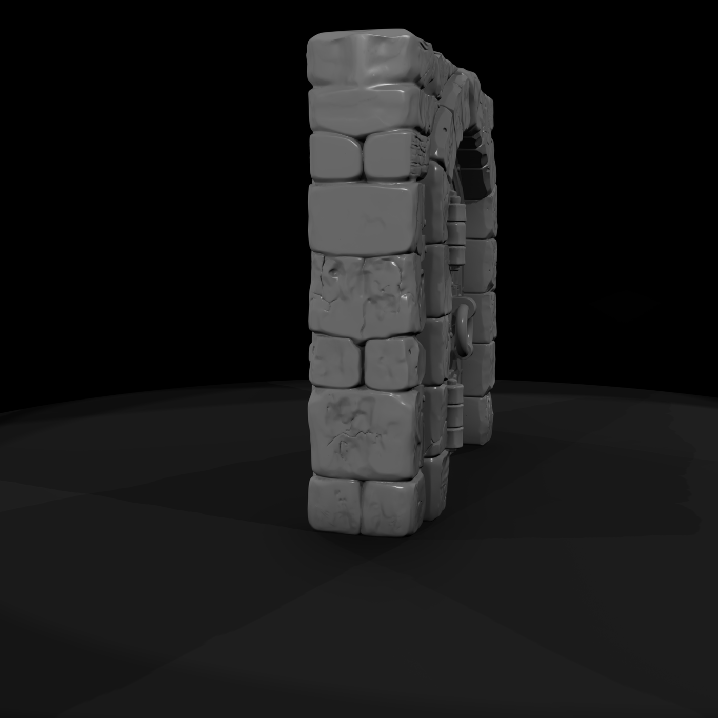 Stylized Medieval Arched Stone Door 3D Model Wut5N