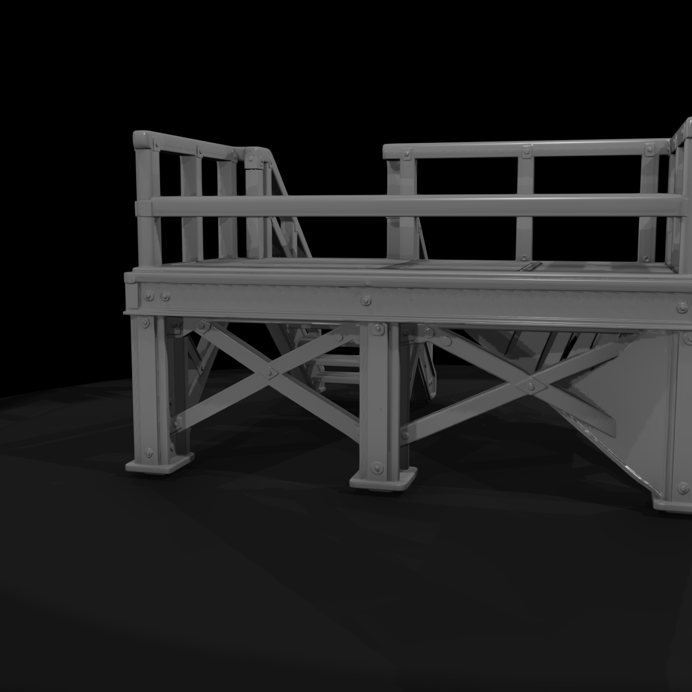 Hardsurface Industrial Elevated Walkway Staircase