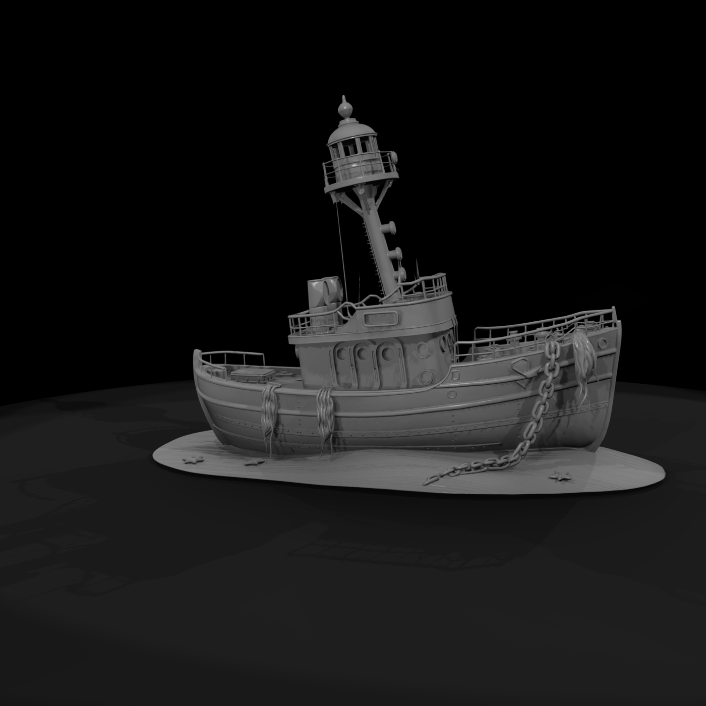 Stylized Beached Lightship Trawler