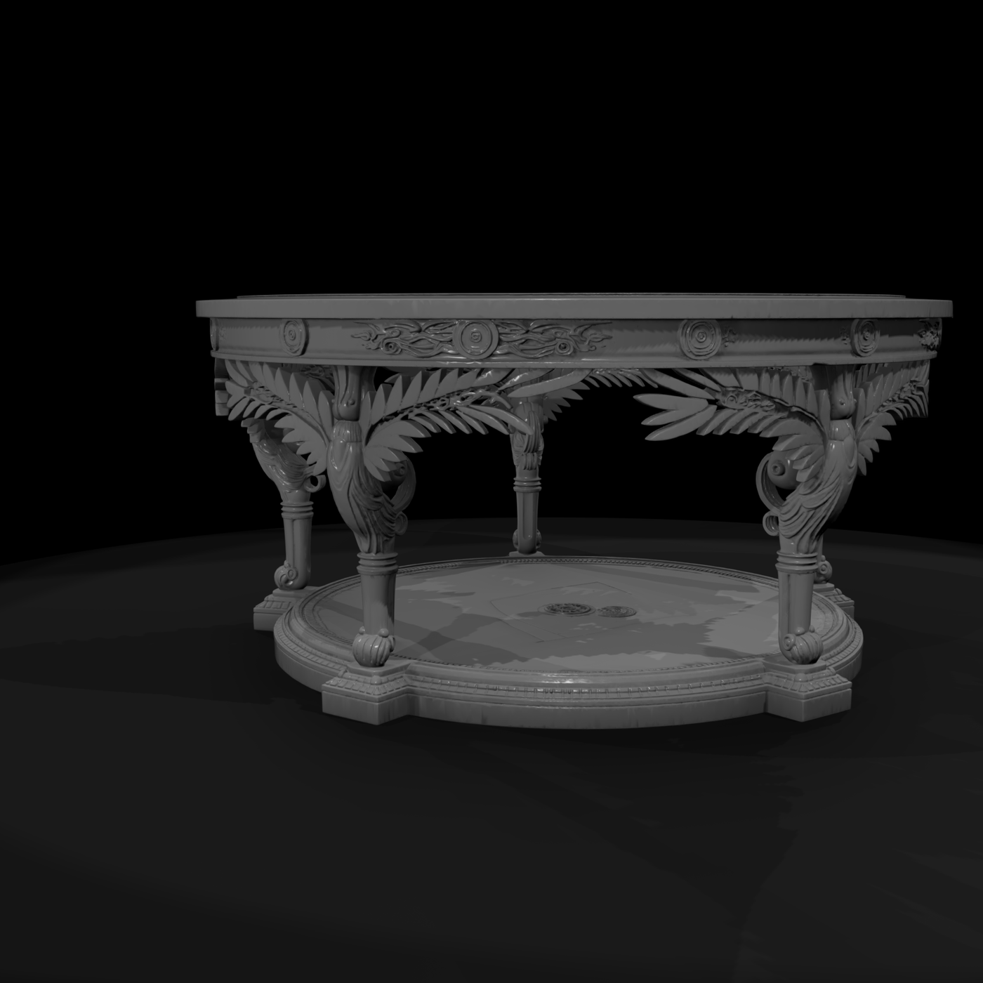 Neoclassical Carved Round Dining Table