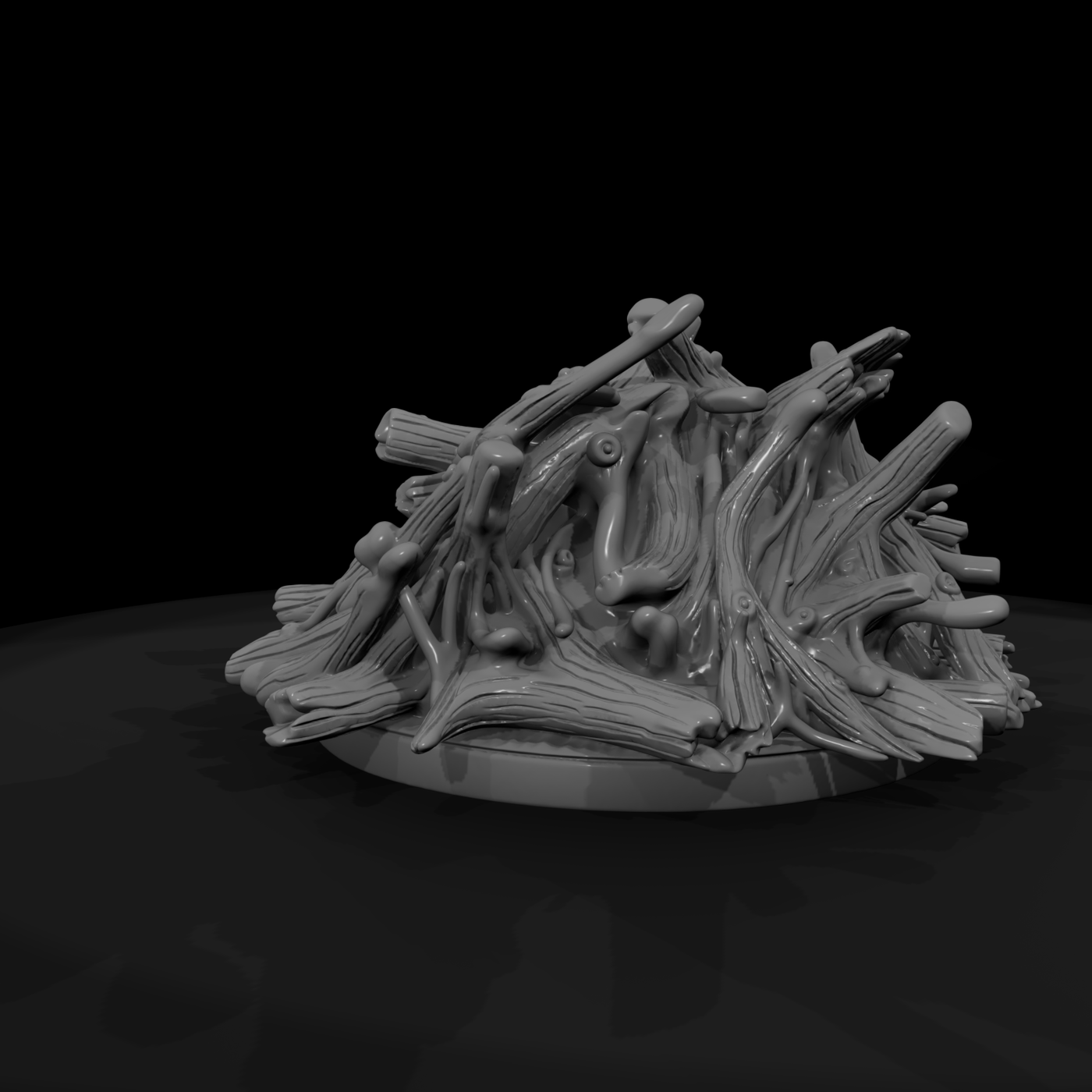 Glowing Ember Campfire Log Pile